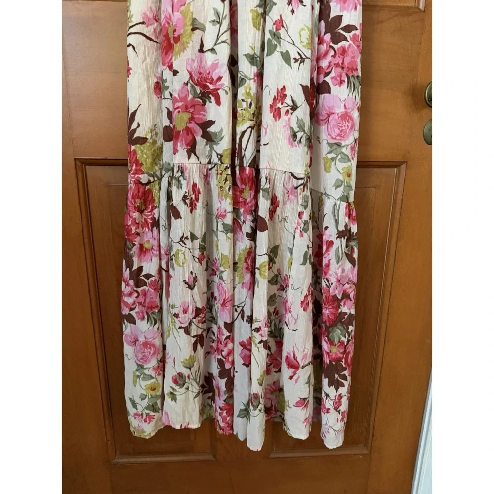 Women's Abercrombie & Fitch Floral Pink Maxi Dress Size Small V-Neck